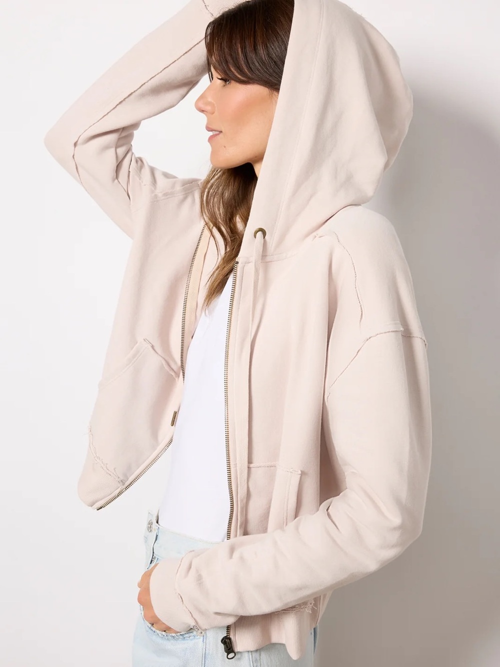 Evereve Blush Zip-Up Hoodie Jacket